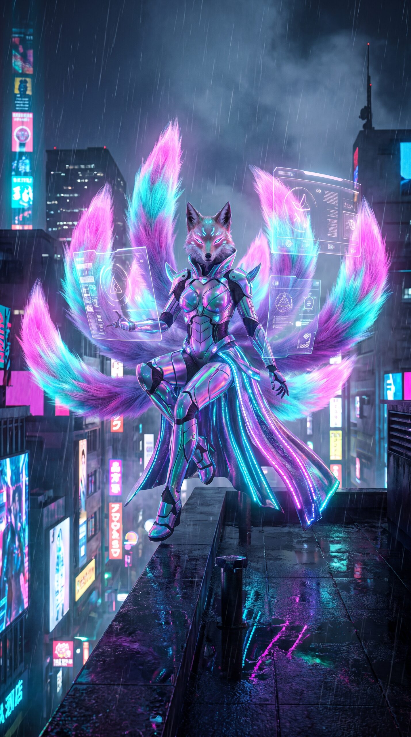 Neon Kitsune Queen Wallpaper